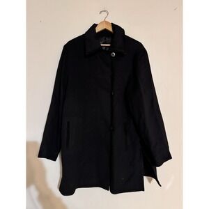 100% Camel Hair Jacobsons Vintage Coat Overcoat Peacoat Warm Thick Soft Black